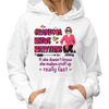 Grandma Knows Everything Posing Woman Personalized Hoodie Sweatshirt