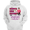 Grandma Knows Everything Posing Woman Personalized Hoodie Sweatshirt