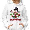 Grandma Snowman Heartstrings Personalized Hoodie Sweatshirt