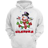 Grandma Snowman Heartstrings Personalized Hoodie Sweatshirt