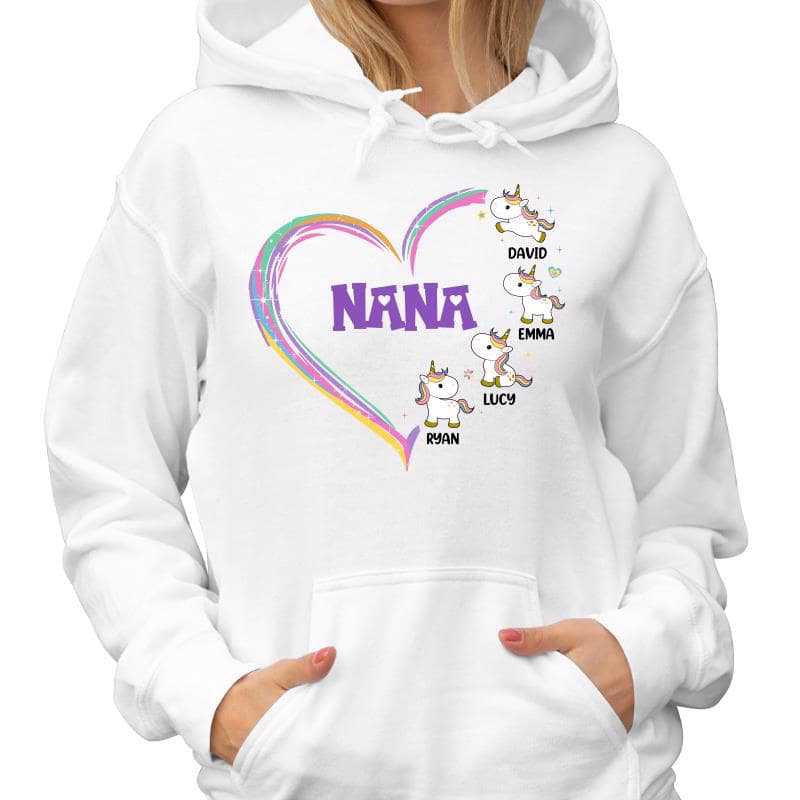 Grandmacorn Grandma Mom Heart Cute Unicorn Personalized Hoodie Sweatshirt