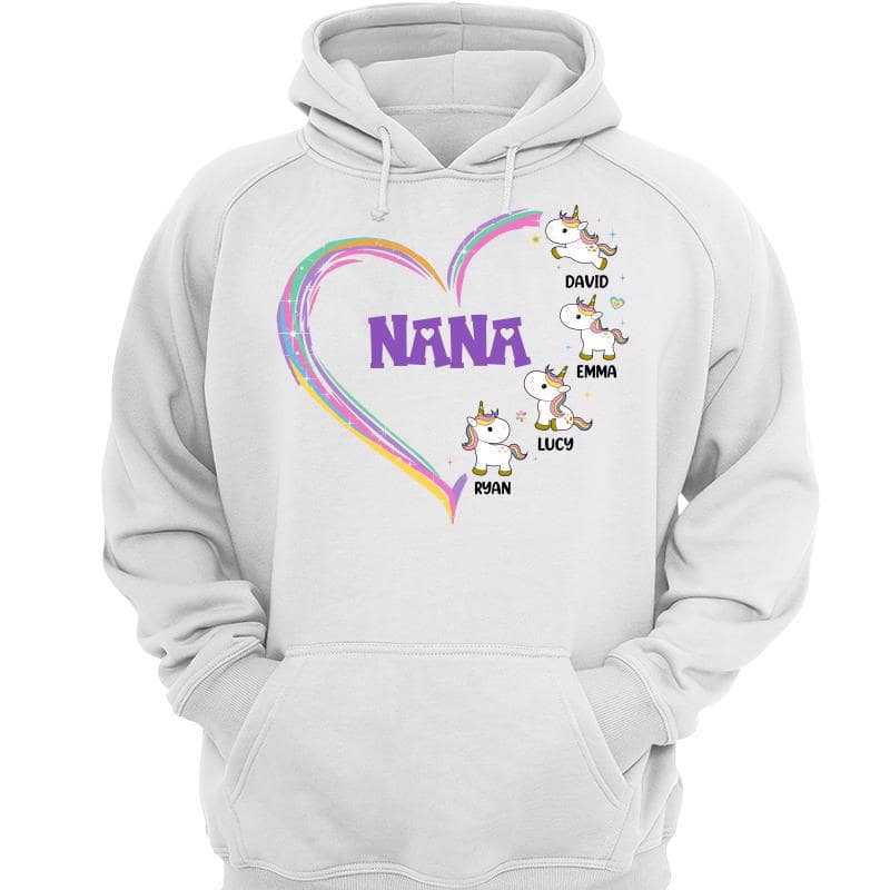 Grandmacorn Grandma Mom Heart Cute Unicorn Personalized Hoodie Sweatshirt