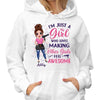 Just A Girl Who Makes Other Girls Feel Awesome Hair Dresser Gift Personalized Hoodie Sweatshirt