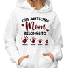 Mom Belongs To Kids and Pet Red Plaid Personalized Hoodie Sweatshirt