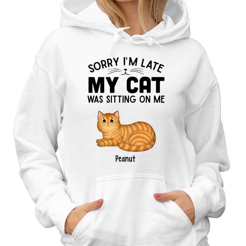 My Cat Sitting On Me Fluffy Cat Loaf Personalized Hoodie Sweatshirt