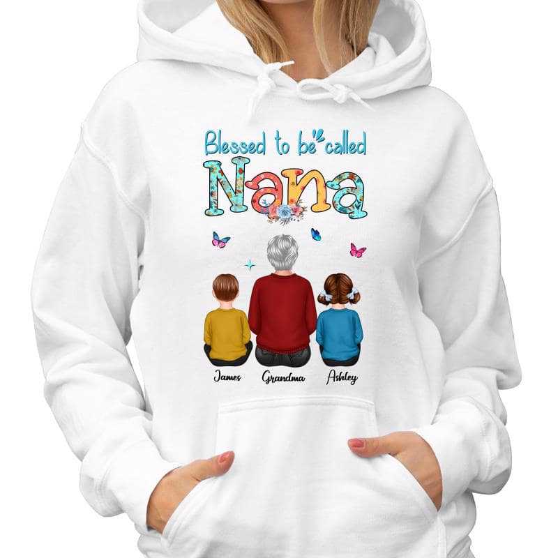 Pastel Flower Grandma Personalized Hoodie Sweatshirt