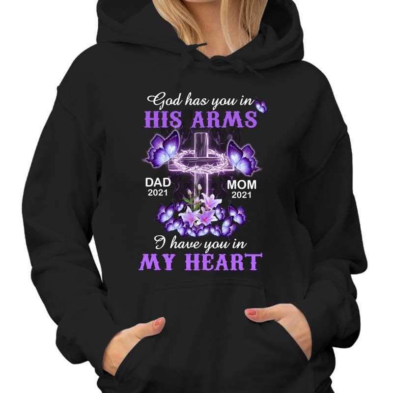 Purple Butterflies Cross Memorial Personalized Hoodie Sweatshirt
