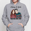 Together Since Couple Embracing Personalized Hoodie Sweatshirt