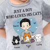 Just A Boy Loves Cats Personalized Youth Shirt
