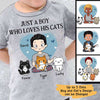Just A Boy Loves Cats Personalized Youth Shirt