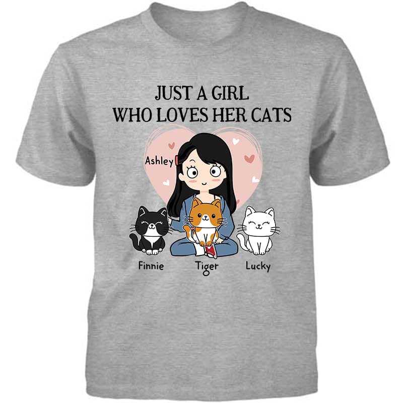 Just A Girl Loves Cats Personalized Youth Shirt