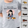 Just A Girl Loves Dogs Chibi Personalized Youth Shirt