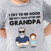 Kid Takes After Grandma Grandpa Personalized Youth Shirt