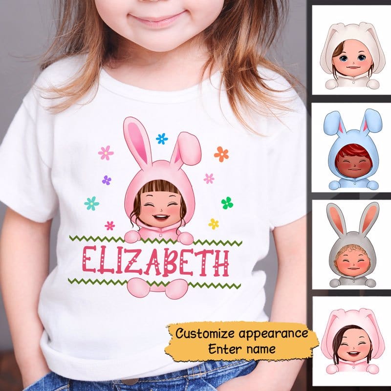 Easter Bunny Kid Doll Custom Gift For Kid Children Grandchildren Personalized Youth Shirt