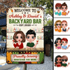 Summer Doll Couple Welcome To Backyard Bar Personalized Metal Sign