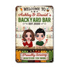 Summer Doll Couple Welcome To Backyard Bar Personalized Metal Sign