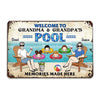Welcome To Grandparents Pool With Grandkids Personalized Metal Sign