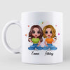 Colorful Patterned Sitting Doll Besties Sisters Siblings Personalized Mug