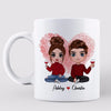 Doll Couple Sitting Hand Print Gift For Him For Her Personalized Mug