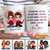 Doll Couple Sitting Hand Print Gift For Him For Her Personalized Mug