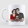 Front View Couple Embrace And Dogs You Me And The Dogs Personalized Mug