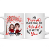 Red Tree Doll Couple Sitting Gift For Him For Her Personalized Mug