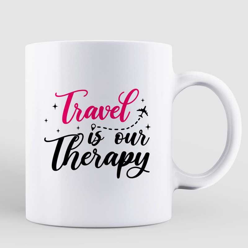 Travel Is Therapy Doll Besties Personalized Mug
