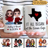 Where It All Began Doll Couple Sitting State Map Gift Anniversary Gift For Her For Him Personalized Mug