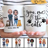 You Me & Cat Doll Couple Cat Lovers Personalized Coffee Mug