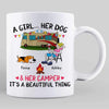 A Camping Girl And Her Fur Babies Dogs Cats Personalized Mug