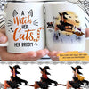 A Witch Her Cats Her Broom Halloween Personalized Cat Coffee Mug