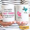 Best Friends Connected By Heart Long Distance Relationship Gift Personalized Coffee Mug