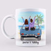 Besties Sitting On Car At Beach Personalized Mug