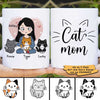 Cat Mom Chibi And Sitting Cat Personalized Coffee Mug