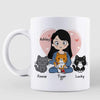 Cat Mom Chibi And Sitting Cat Personalized Coffee Mug