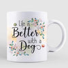 Dog Mom Floral Woman Holding Dog Personalized Coffee Mug