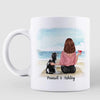 Dog Mom Sitting On The Beach Personalized Mug