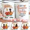 Fall Season Blonde And Brunette Besties Personalized Coffee Mug