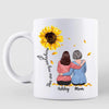 Mother And Daughter Sitting Sunflower Personalized Mug