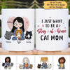 Stay At Home With Cats Chibi And Sitting Cat Personalized Coffee Mug