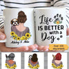 Sunflower Dog Mom With Peeking Dog Personalized Coffee Mug