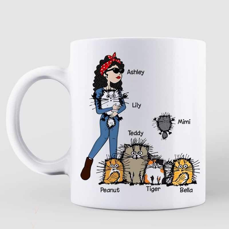 The Cat Whisperer Woman And Funny Cat Personalized Mug