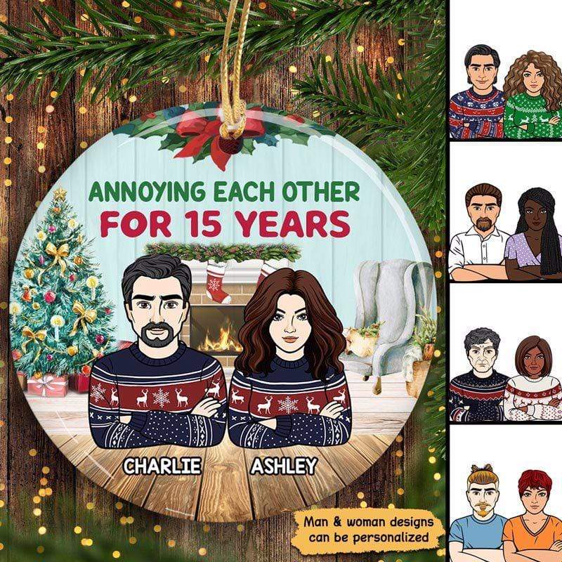 Annoying Each Other Couple Christmas Personalized Circle Ornament