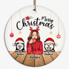 Beautiful Woman And Dogs Under Ornaments Christmas Personalized Circle Ornament