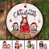 Beautiful Woman And Dogs Under Ornaments Christmas Personalized Circle Ornament