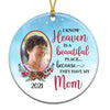 Berry Frame Heaven Is Beautiful Place Photo Memorial Personalized Circle Ornament