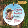Berry Frame Heaven Is Beautiful Place Photo Memorial Personalized Circle Ornament