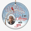 Berry Tree Cardinal Photo Memorial Personalized Circle Ornament