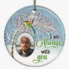 Berry Tree Hummingbird Photo Memorial Personalized Circle Ornament