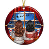 Besties Sisters Standing Near Window Christmas Personalized Circle Ornament